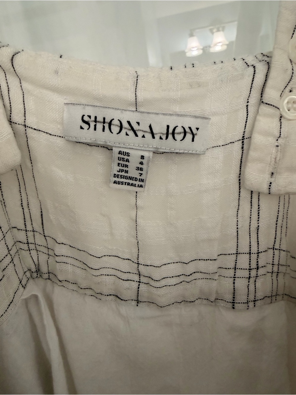 Shona Joy white plaid tie-front linen Bohemian maxi dress - Picture 3 of 12